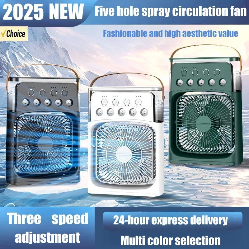 Portable 3 in 1 Mini AC Air Cooler Fan Humidifier with LED Light for Home Office Bedroom Camping Cooling