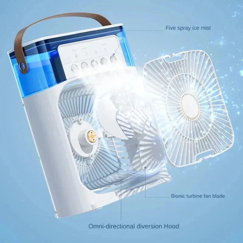 Summer Portable Cooling Fan  USB Electric Fan Air Cooler LED Night Light Water Mist Fun 3 In 1 Air Humidifier For Home
