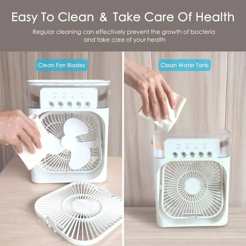 Summer Portable Cooling Fan  USB Electric Fan Air Cooler LED Night Light Water Mist Fun 3 In 1 Air Humidifier For Home